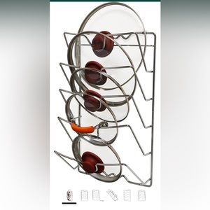 New, never used Lid organizers 3 all chrome.  2 are identical one is tapering